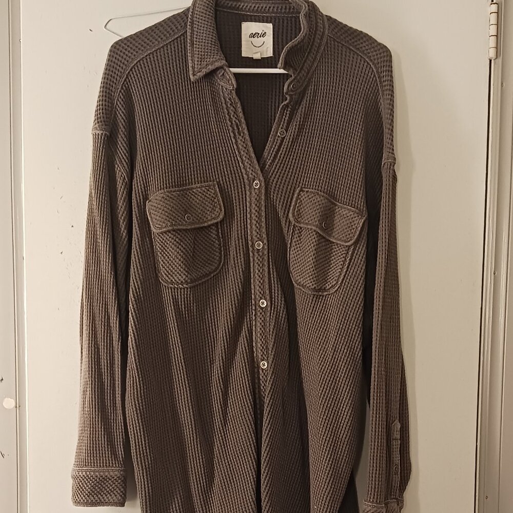 Aerie Lumberjane Waffle Knit Button-down Shirt